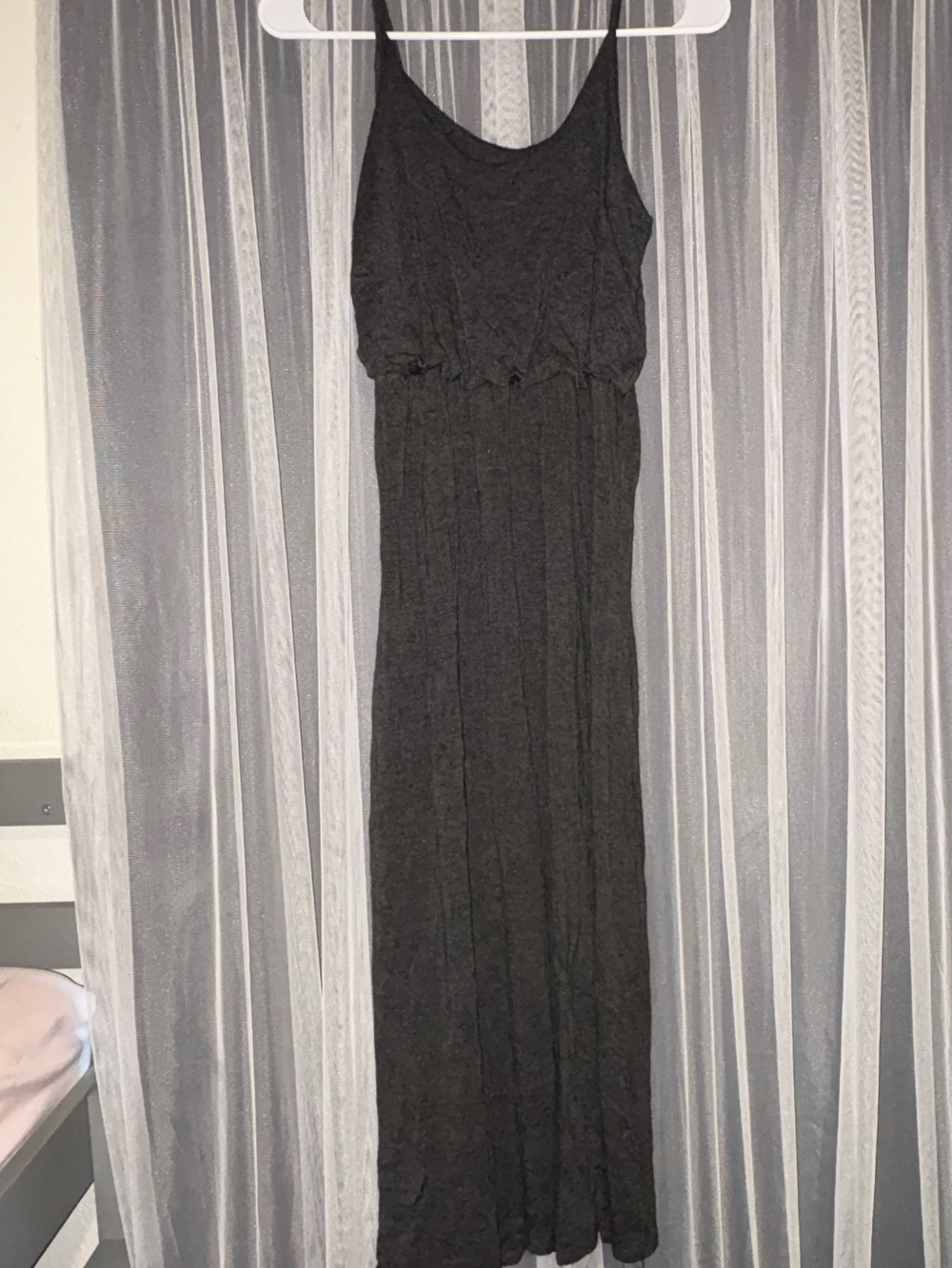 Olivia Rae Charcoal Grey Maxi Dress with Spaghetti Straps